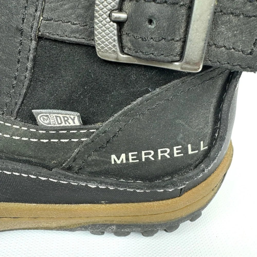 Merrell Decora Chant Waterproof Leather Winter Boots - black w fur - Sz 6 - Picture 7 of 17